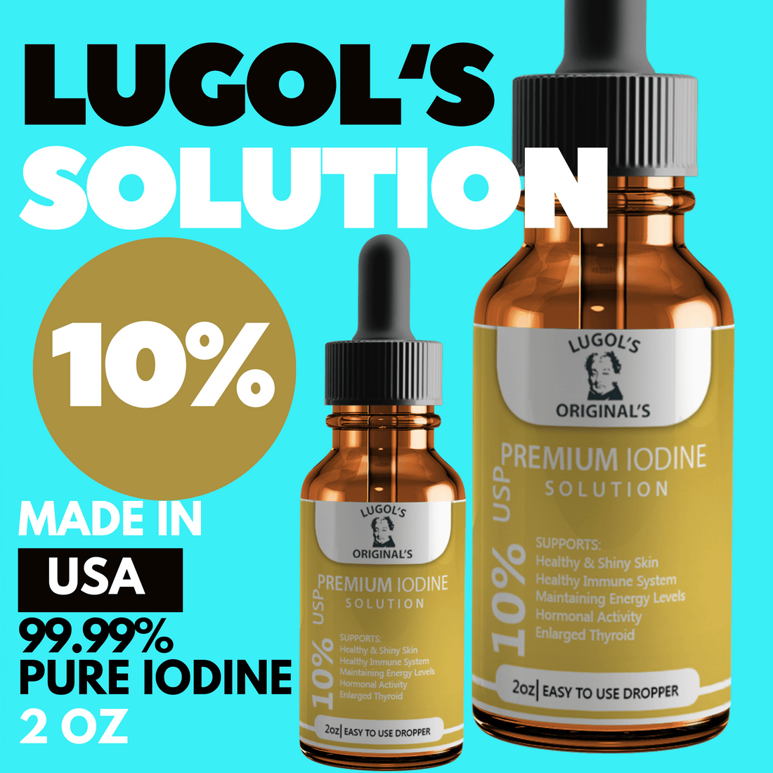 10% Lugol's Solution Iodine Drops | High-Yield Formula | Lugol's Original's