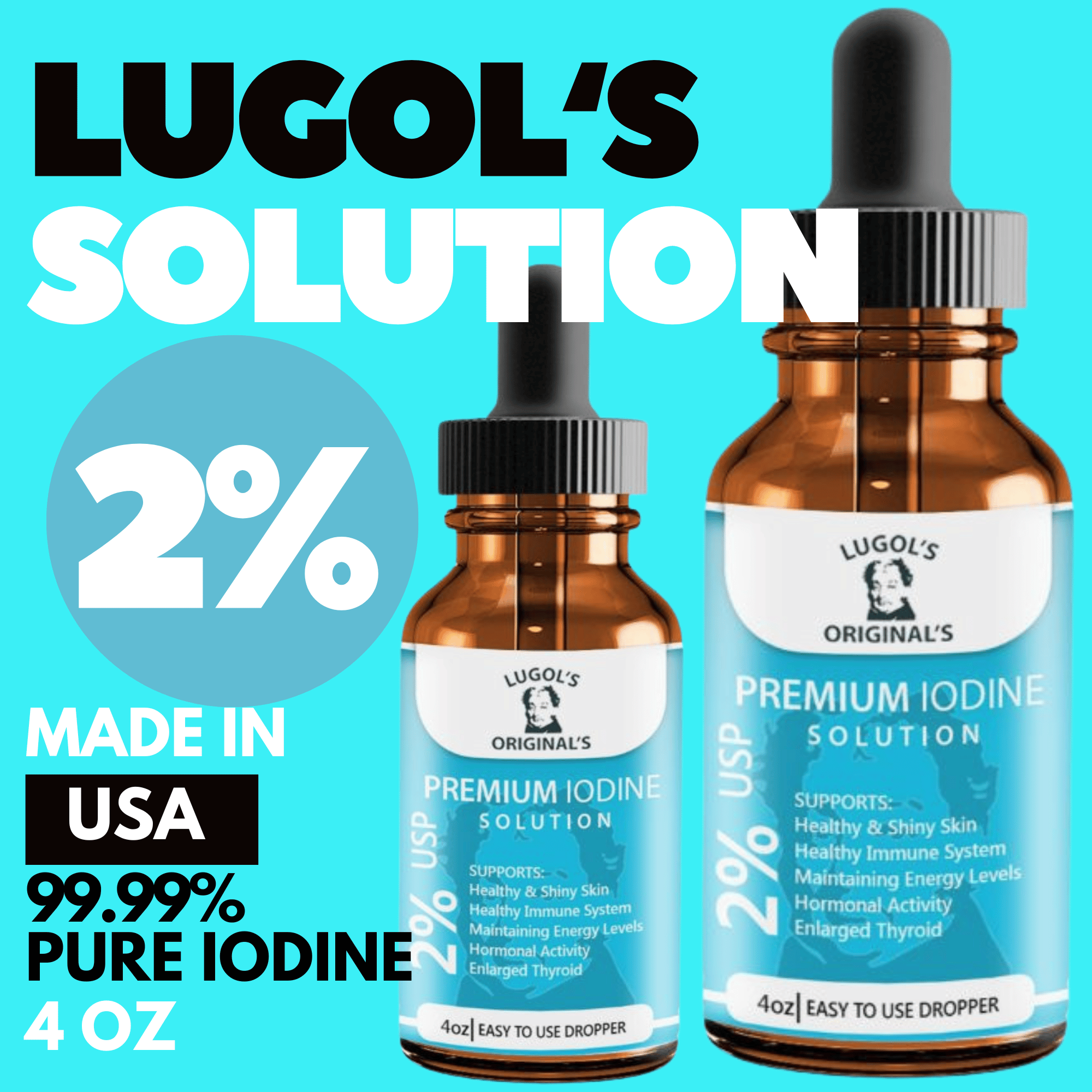 2 Lugols Iodine Solution Liquid Supplement Drops iodine