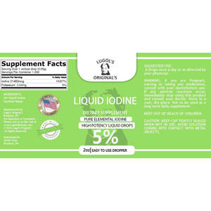 5% Liquid Iodine Drops Thyroid Support Supplement 2oz - Lugols Originals