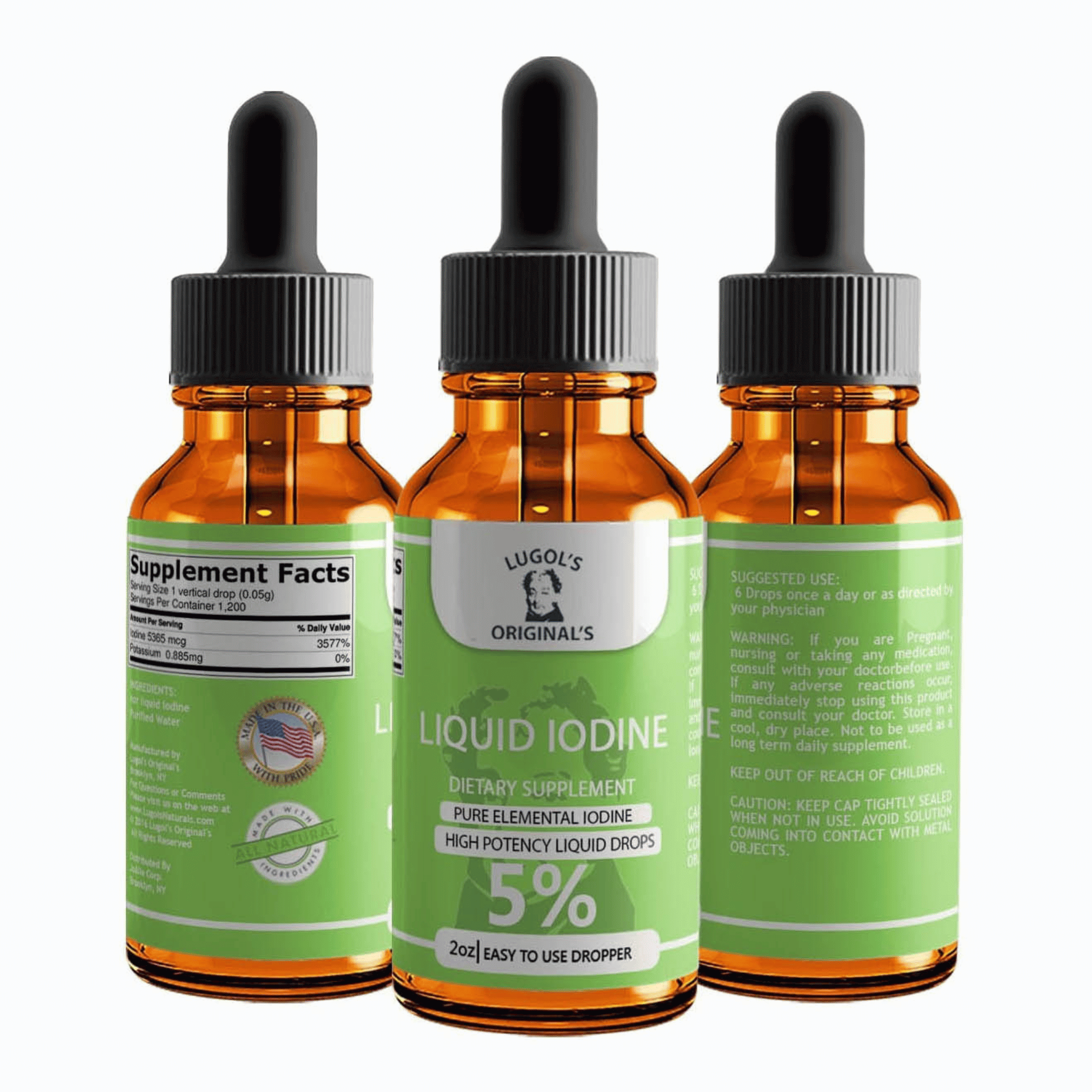 5 Liquid Iodine Supplement Drops Extra Strength High Potency