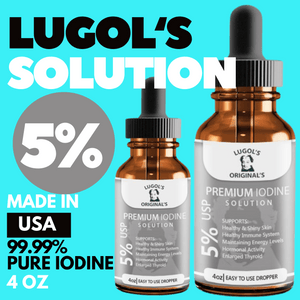 5% Lugols Iodine Solution Drops Thyroid Support Supplement 4 oz - Lugols Originals