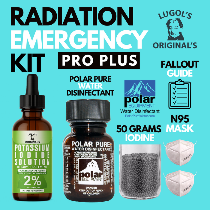 Emergency Prep Kit Pro Plus tier with KI solution, iodine prills, Polar Pure and KN95 masks by Lugol's Original's