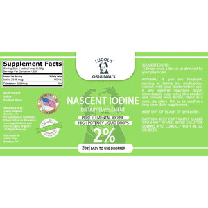 2% Liquid Iodine Drops Thyroid Support Supplement 2oz - Lugols Originals