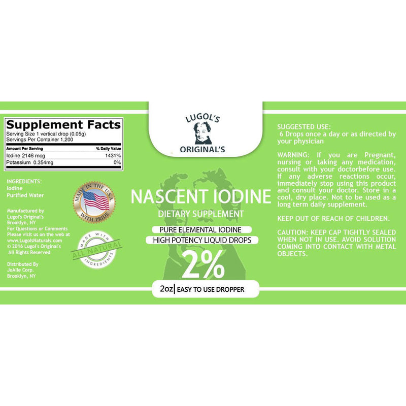 2% Liquid Iodine Drops Thyroid Support Supplement 2oz - Lugols Originals