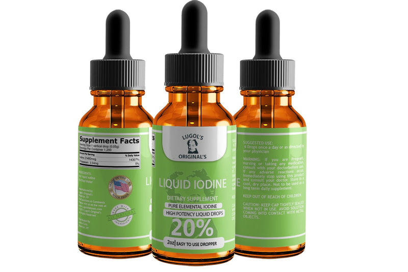 20% Liquid Iodine Drops Thyroid Support Supplement 2oz - Lugols Originals