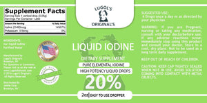 20% Liquid Iodine Drops Thyroid Support Supplement 2oz - Lugols Originals